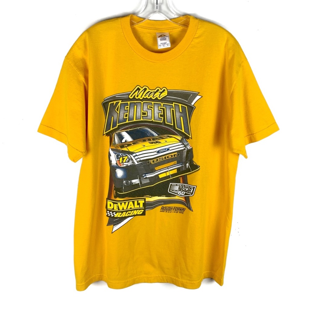 Vintage Nascar Racing Matt Kenneth 17 2008 Yellow Crewneck T-Shirt - Picture 1 of 5